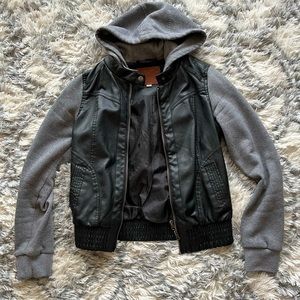 2 in 1 bomber style jacket with hood